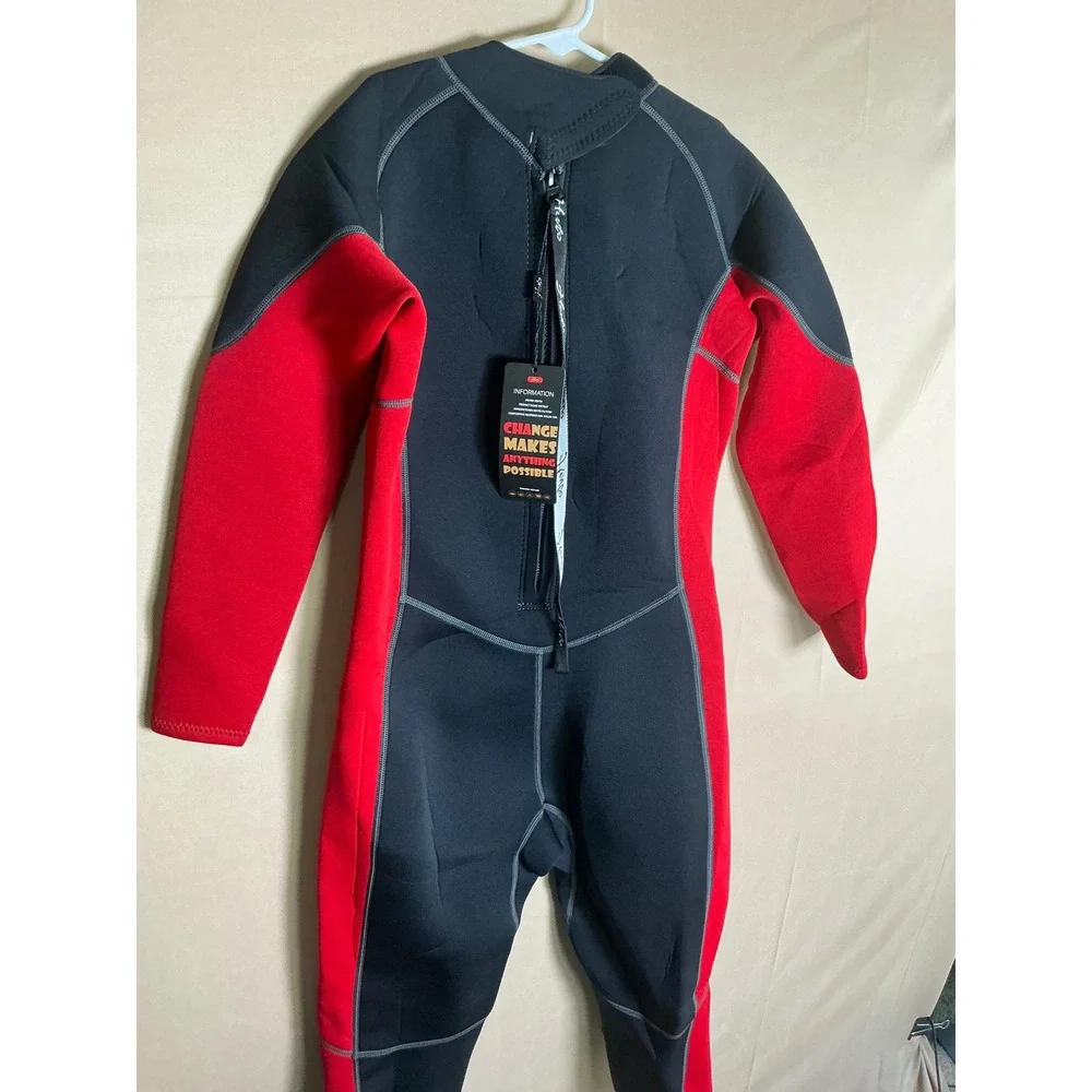 Hevto Kids Wetsuit YouthSize 14 Black Red Full Body Neoprene Diving Surfing Suit